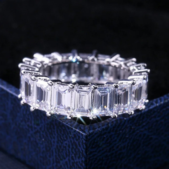 ▶Eternal Finger 3A Luxury Cubic Zircon 925 Silver Plated Engagement Ring, L161 - Picture 1 of 4